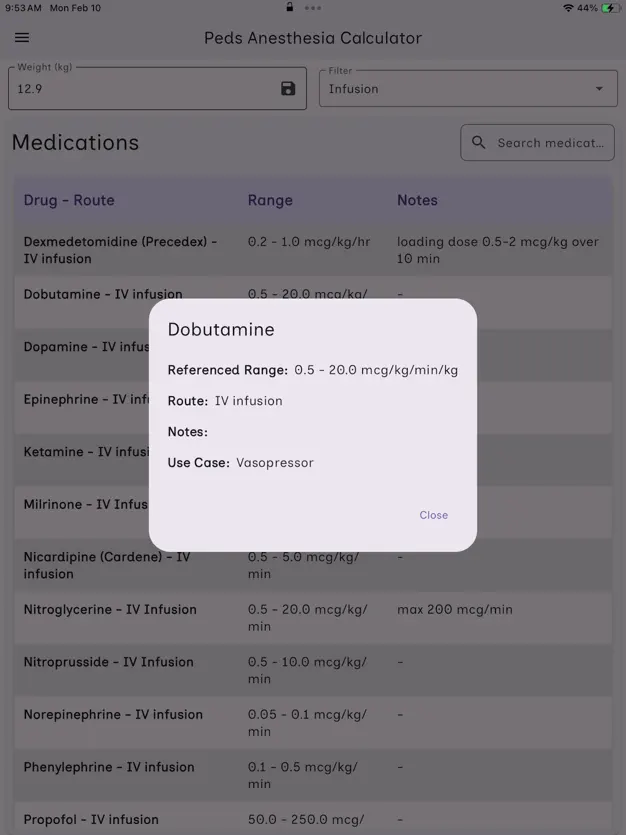 Pediatric Anesthesia Calculator